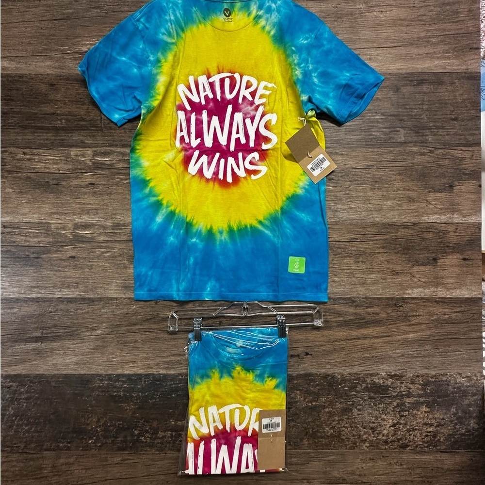 Vast Life Nature Always Wins Tie-Dye Tee - Blue and Yellow